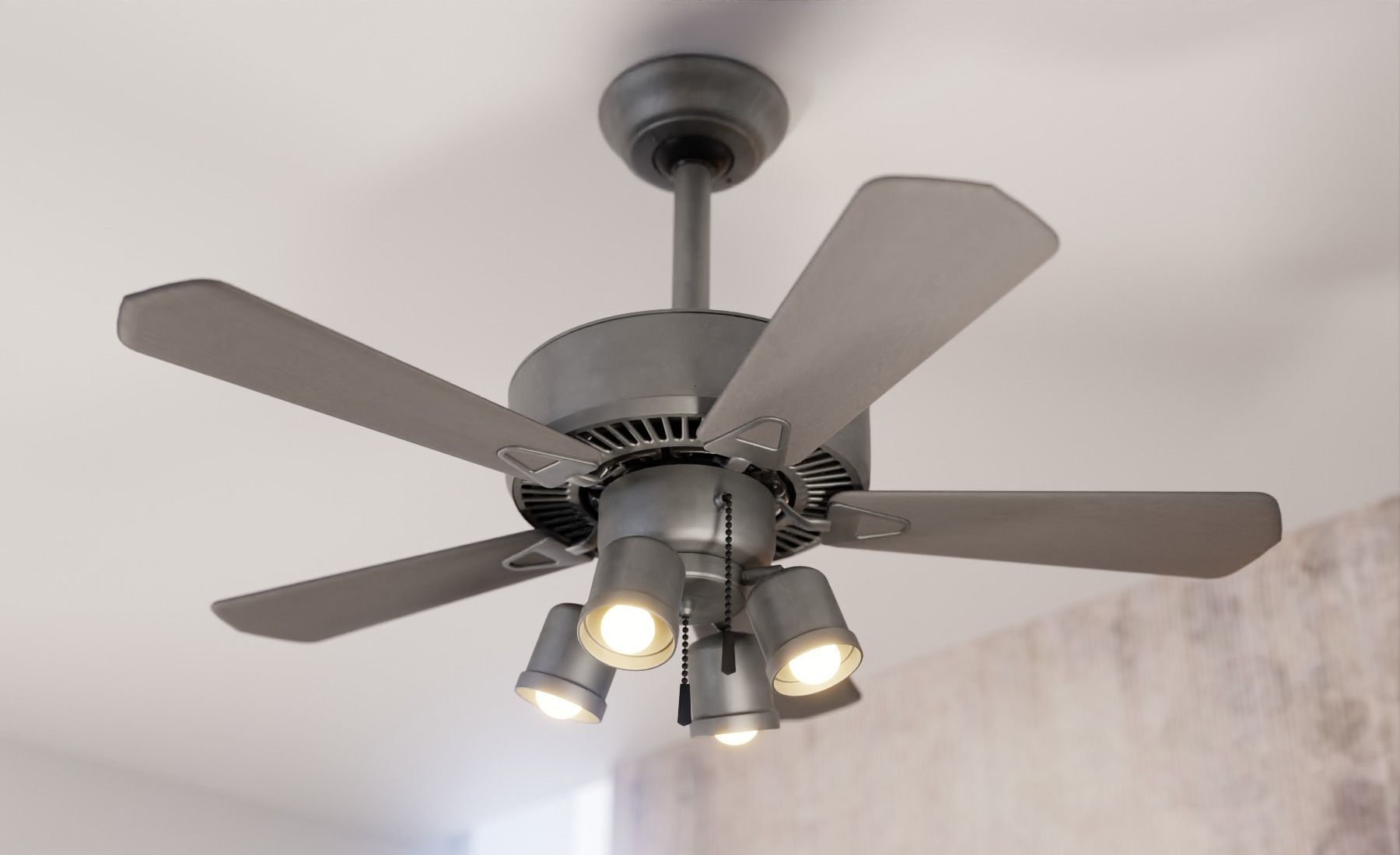 Realistic Ceiling Fan With Adjustable Lights 3D model_2