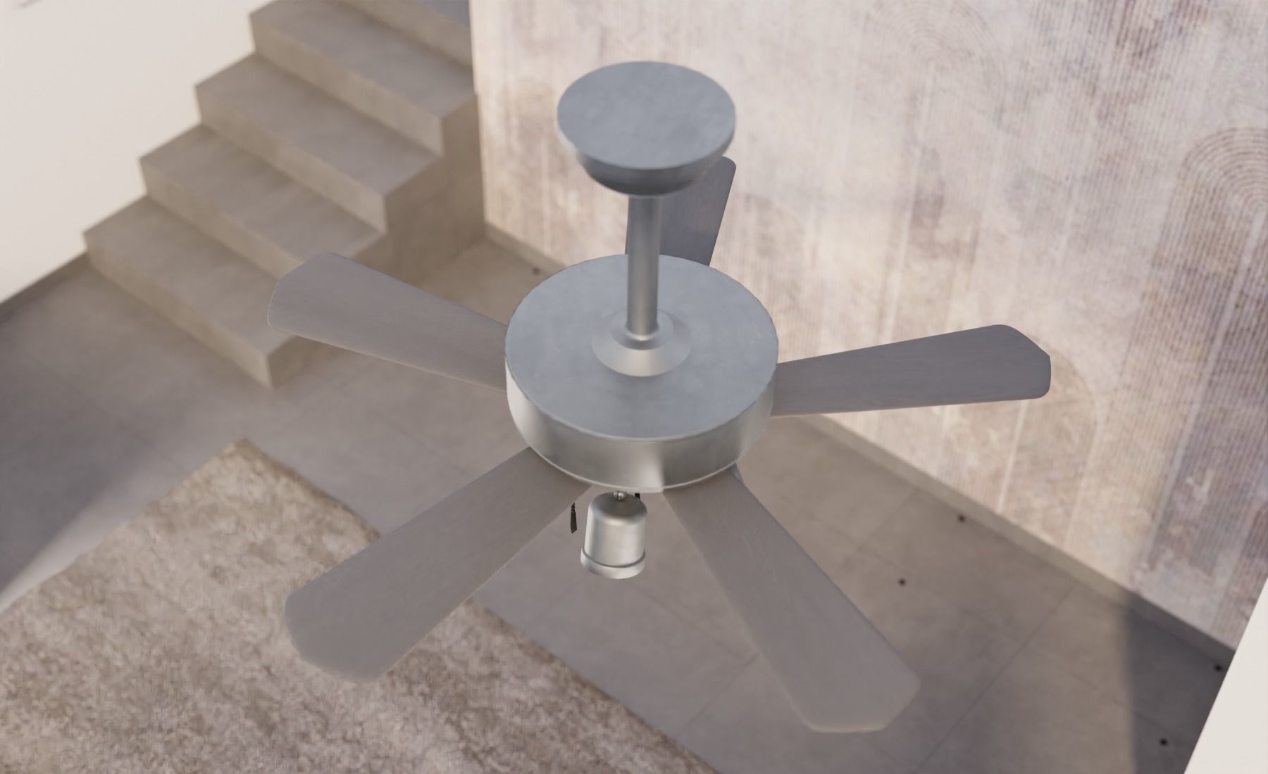 Realistic Ceiling Fan With Adjustable Lights 3D model_6