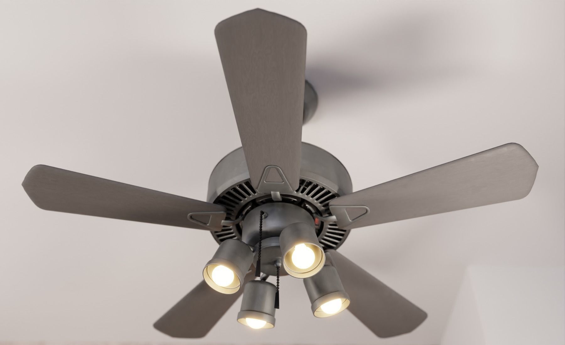 Realistic Ceiling Fan With Adjustable Lights 3D model_3
