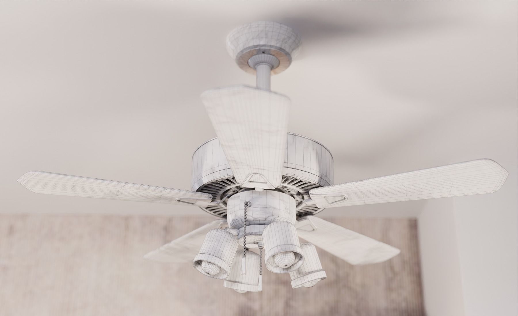 Realistic Ceiling Fan With Adjustable Lights 3D model_5