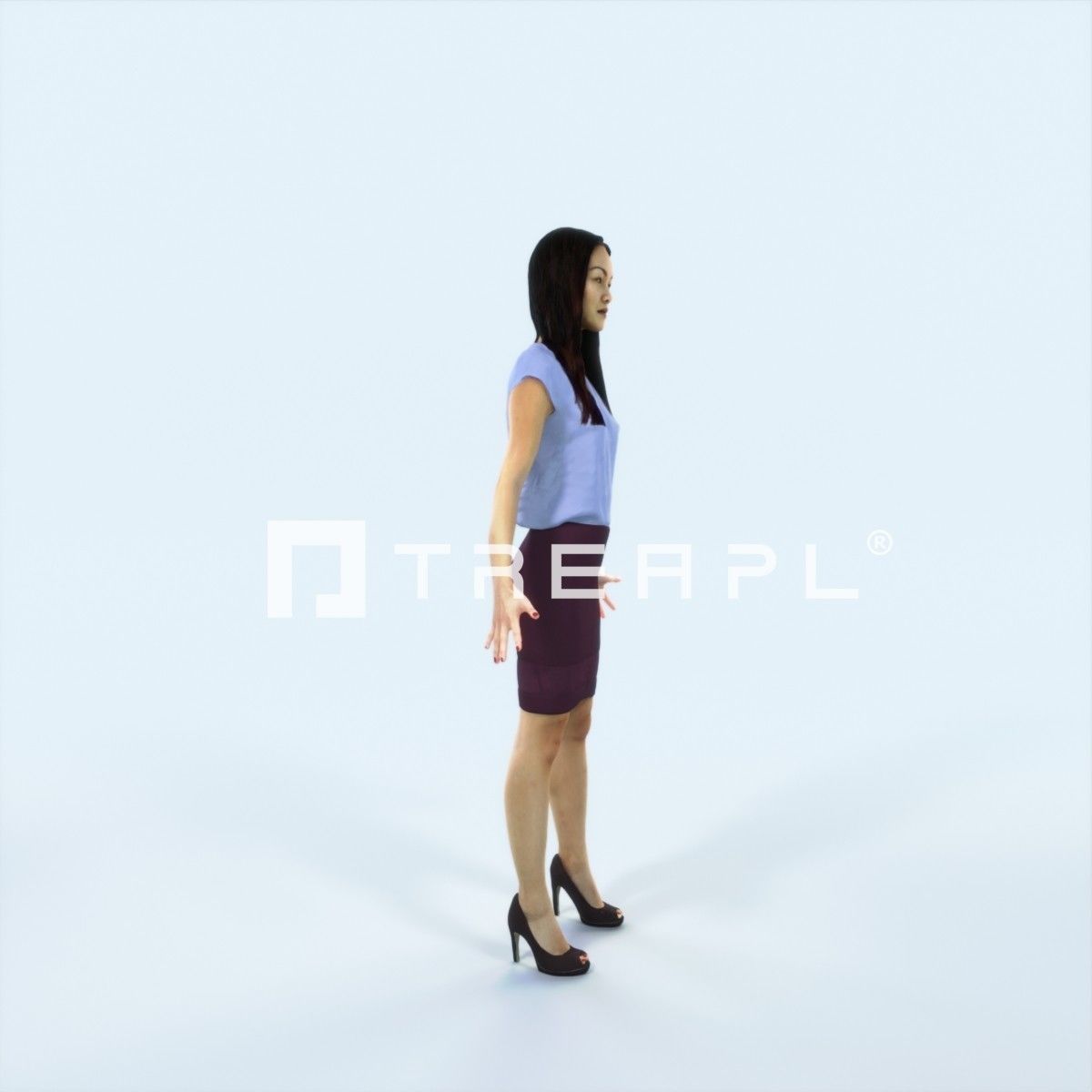 Passion K Animated Rigged East Asian Business Woman Low-poly 3D model_2