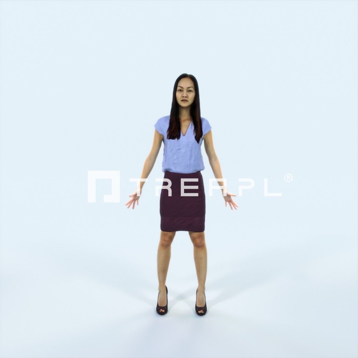 Passion K Animated Rigged East Asian Business Woman Low-poly 3D model_1