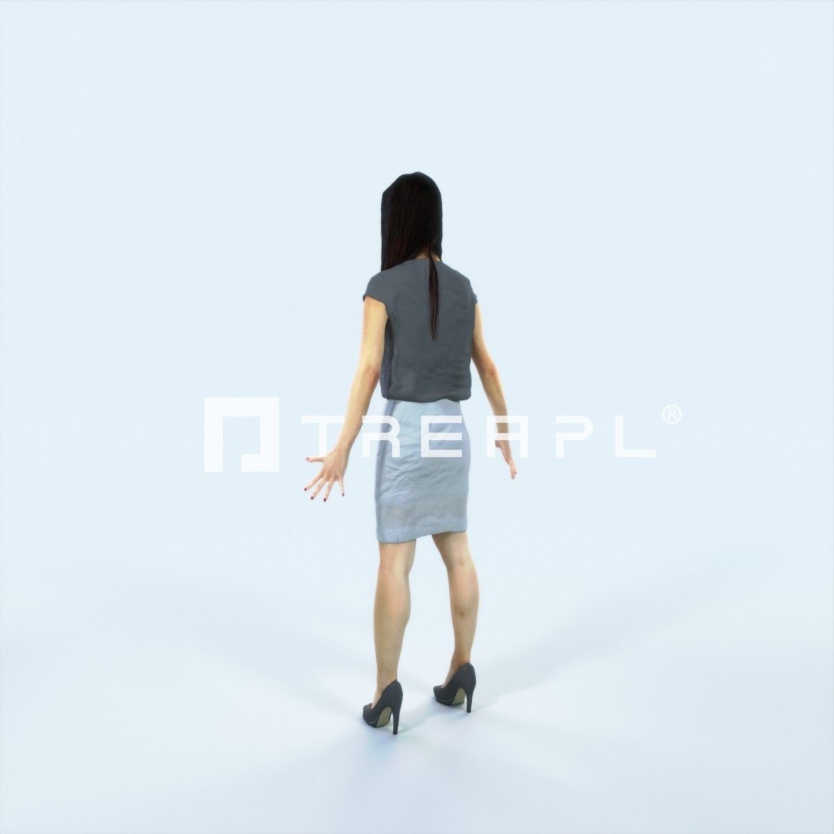 Passion C Animated Rigged East Asian Business Woman Low-poly 3D model_4