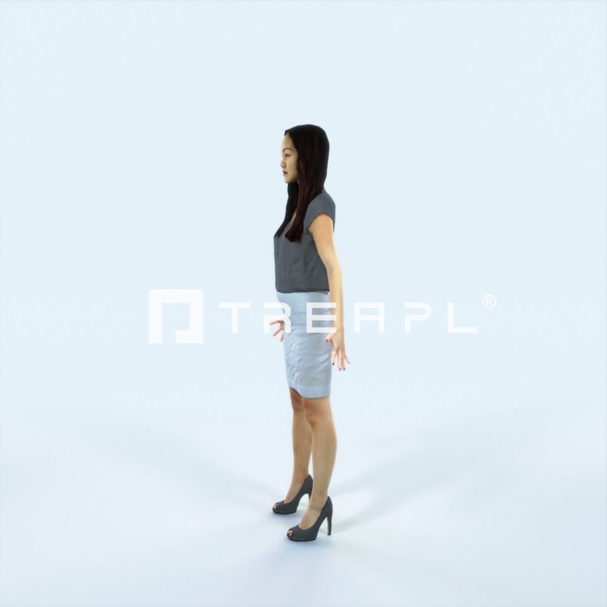 Passion C Animated Rigged East Asian Business Woman Low-poly 3D model_5