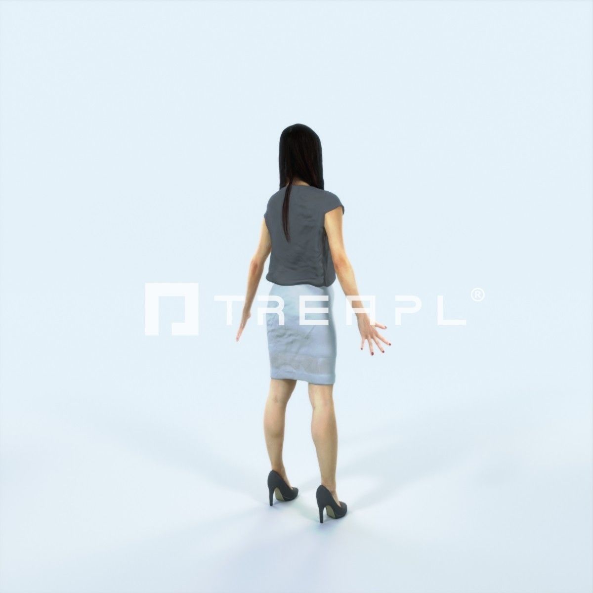 Passion C Animated Rigged East Asian Business Woman Low-poly 3D model_3