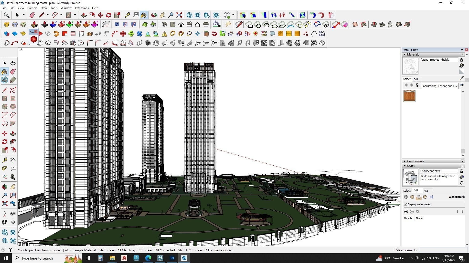 Hotel Apartment building master plan sketchup model 3D model_13