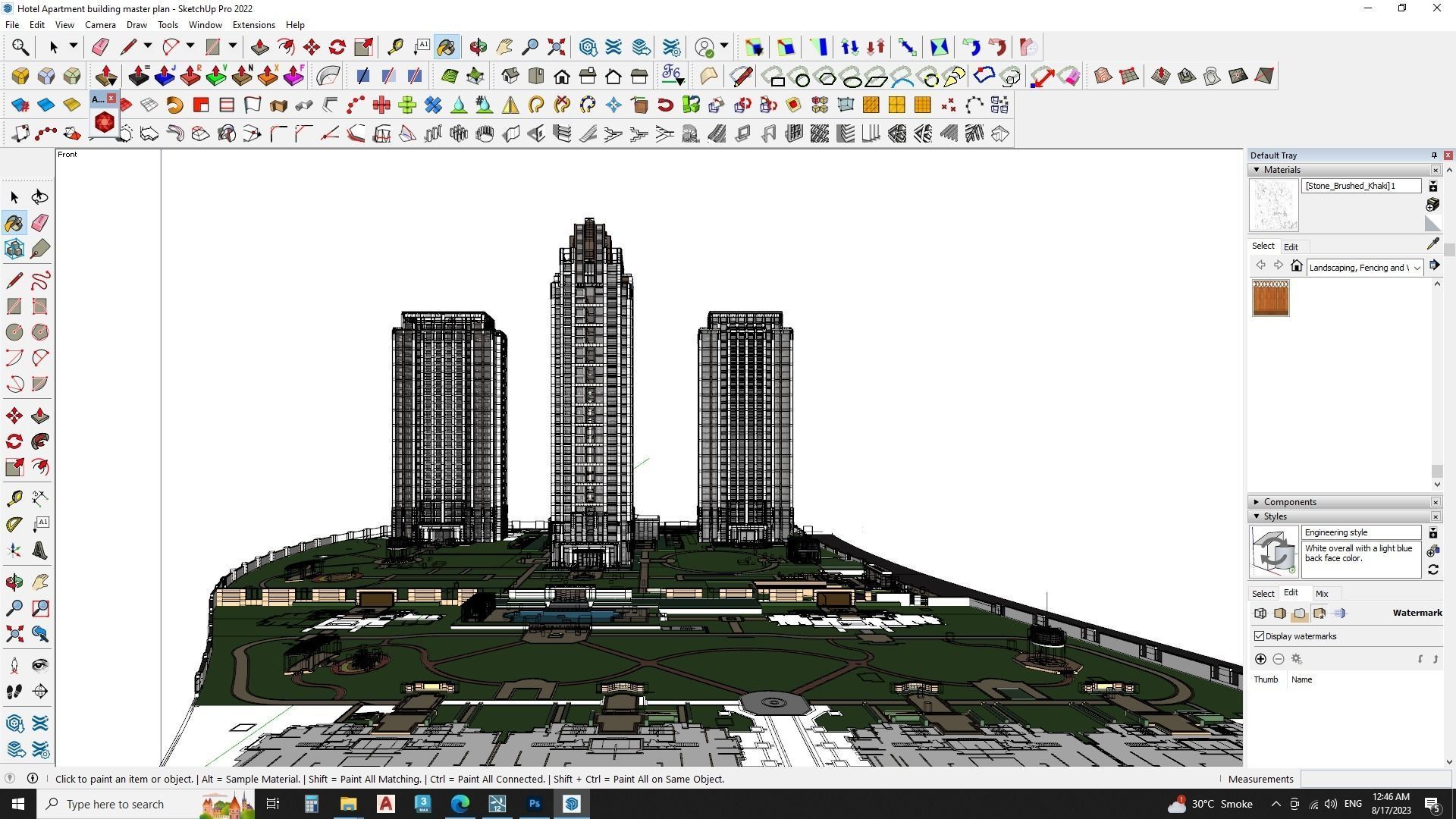 Hotel Apartment building master plan sketchup model 3D model_14