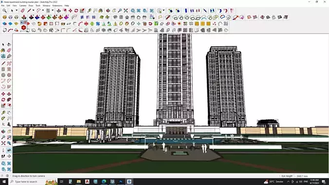 Hotel Apartment building master plan sketchup model 3D model