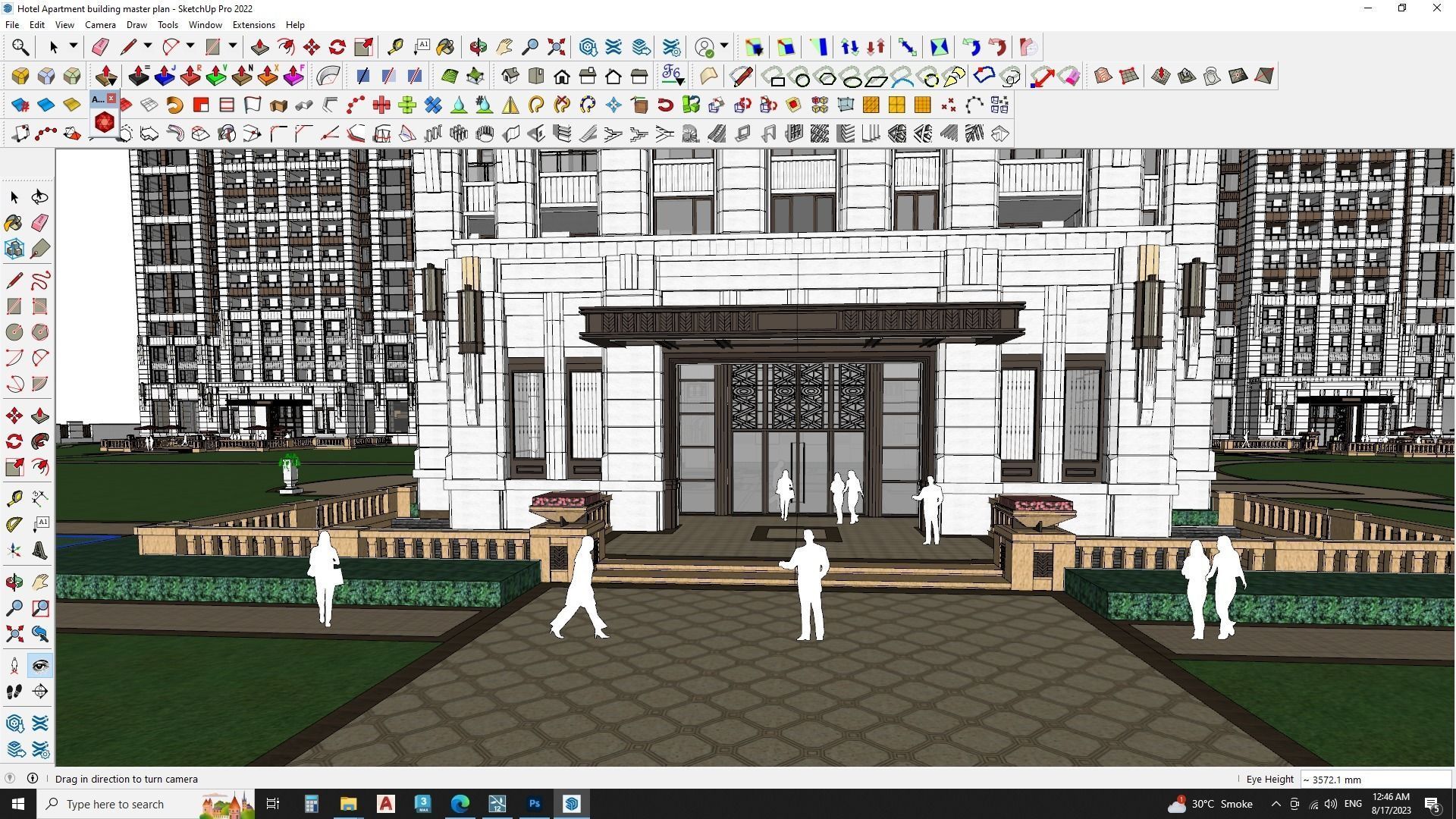 Hotel Apartment building master plan sketchup model 3D model_2
