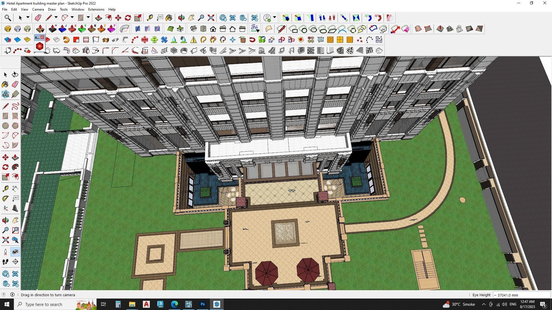 Hotel Apartment building master plan sketchup model 3D model_5