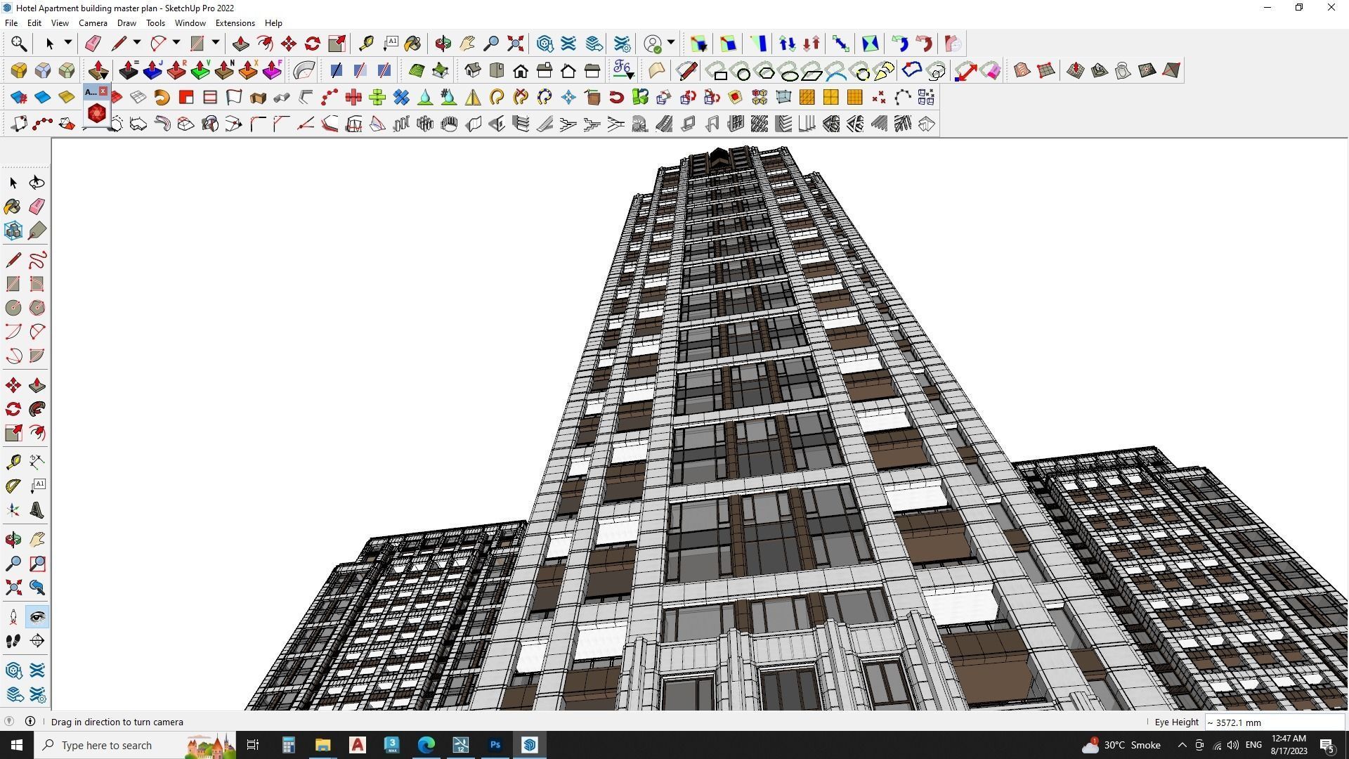 Hotel Apartment building master plan sketchup model 3D model_3