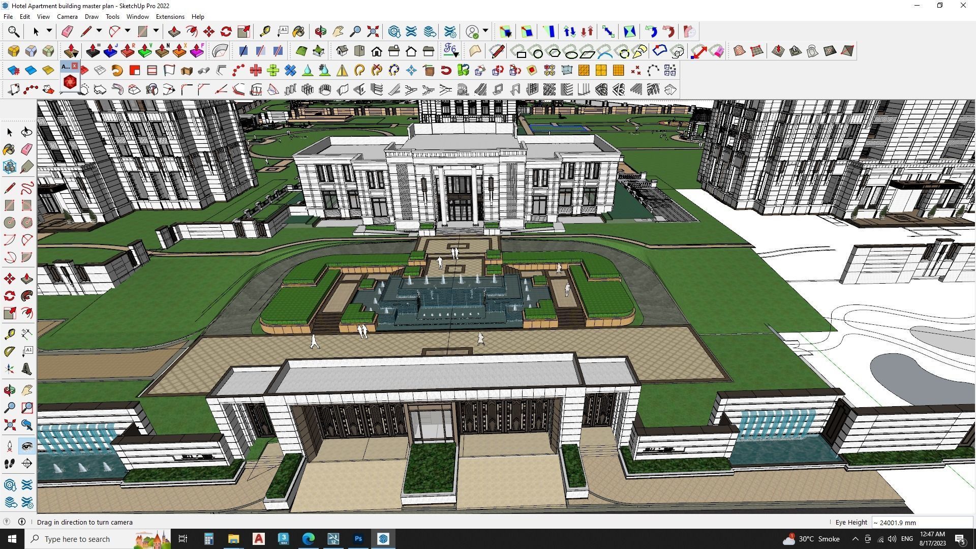 Hotel Apartment building master plan sketchup model 3D model_6