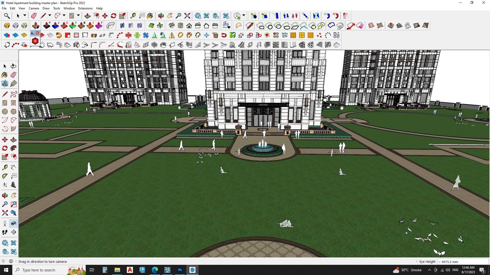 Hotel Apartment building master plan sketchup model 3D model_16