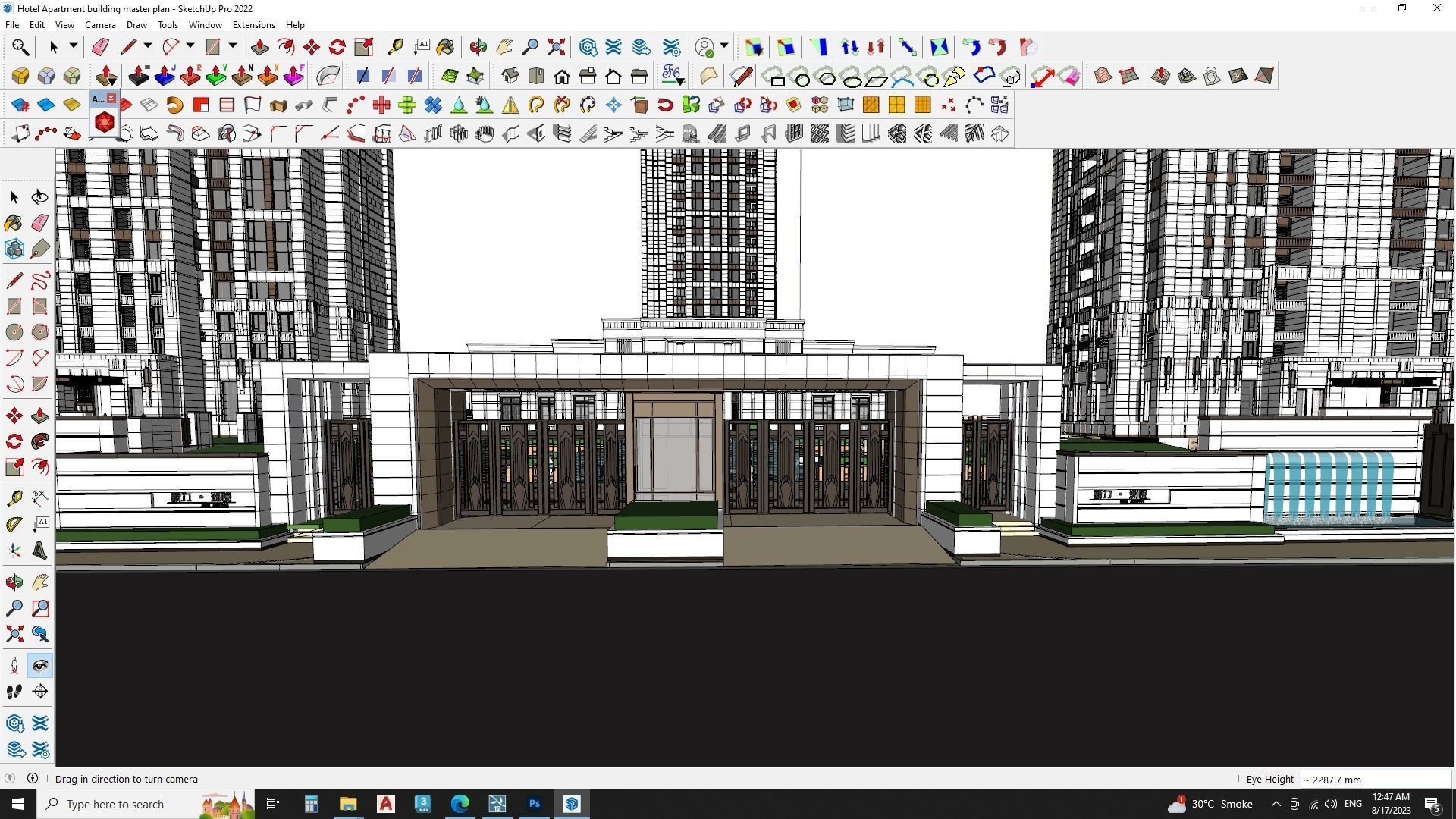 Hotel Apartment building master plan sketchup model 3D model_7