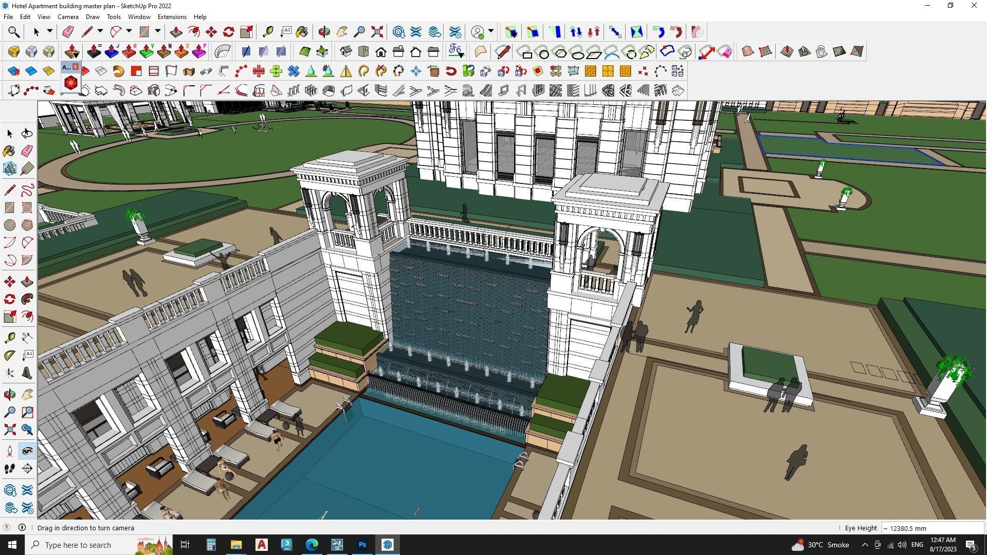 Hotel Apartment building master plan sketchup model 3D model_9