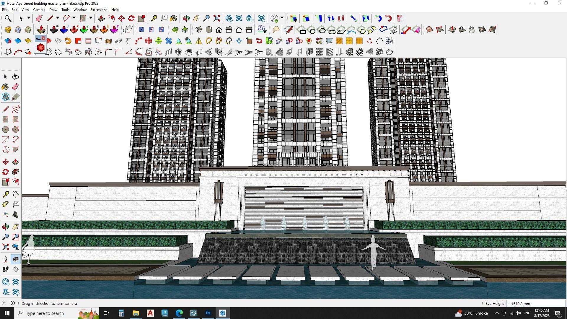 Hotel Apartment building master plan sketchup model 3D model_15