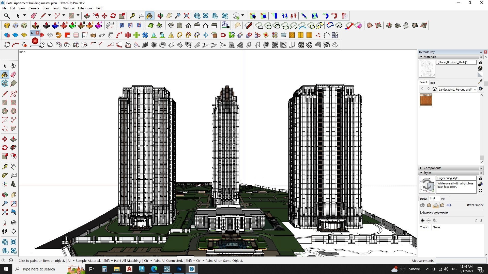 Hotel Apartment building master plan sketchup model 3D model_12