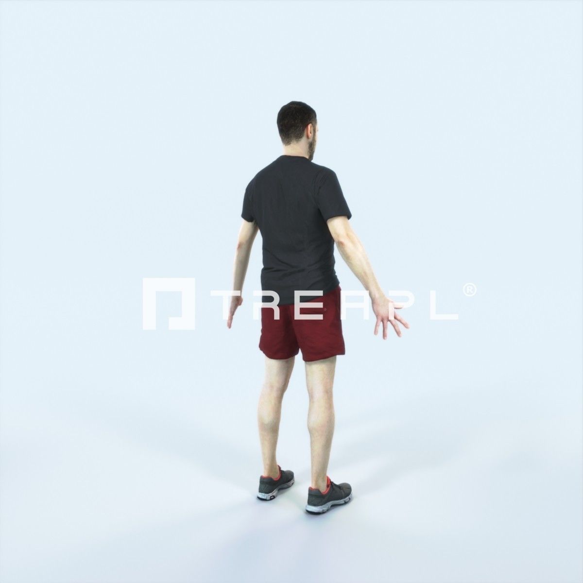 Portrait 09L Animated Rigged Sports Man Low-poly 3D model_3