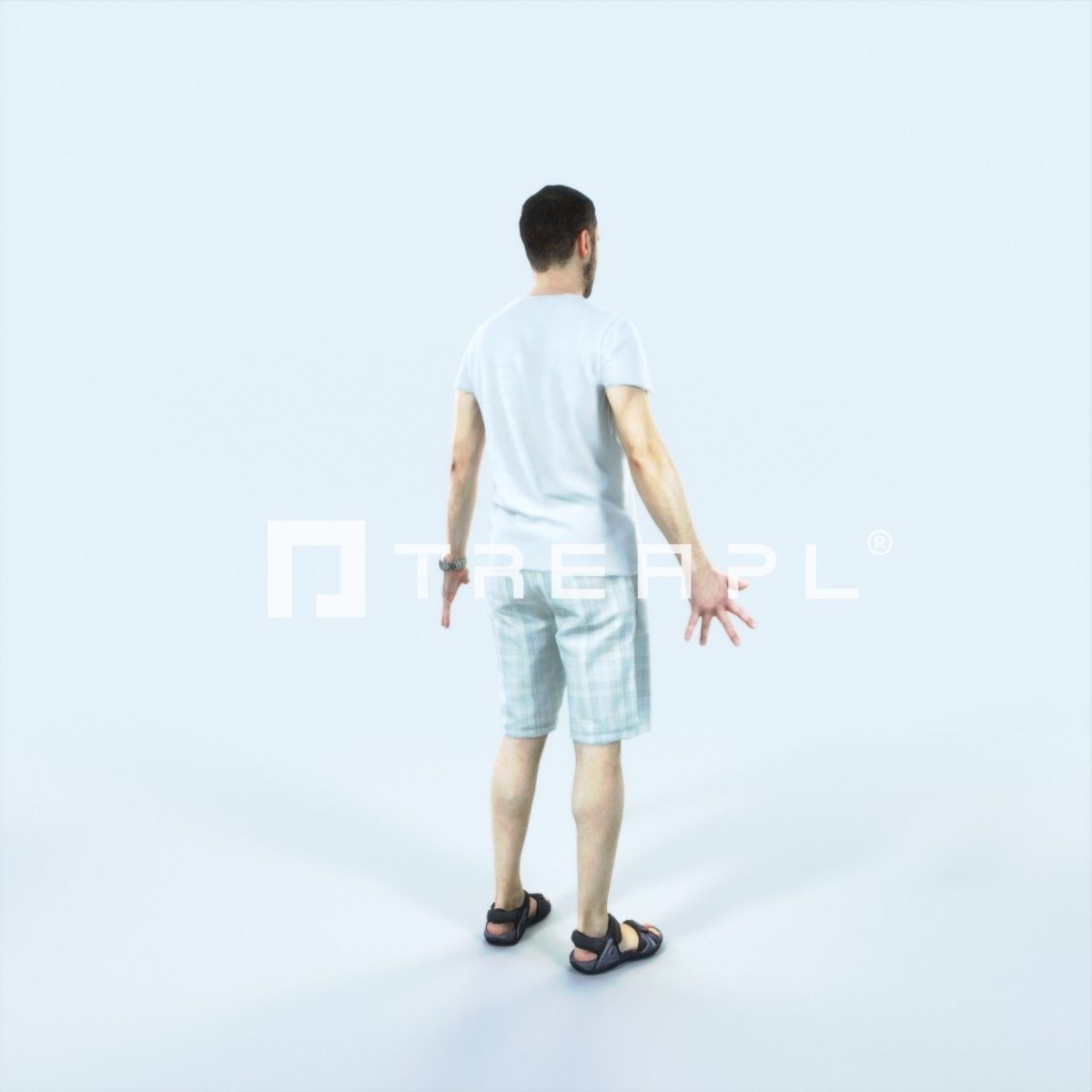 Portrait M Animated Rigged Summer Casual Man Low-poly 3D model_3