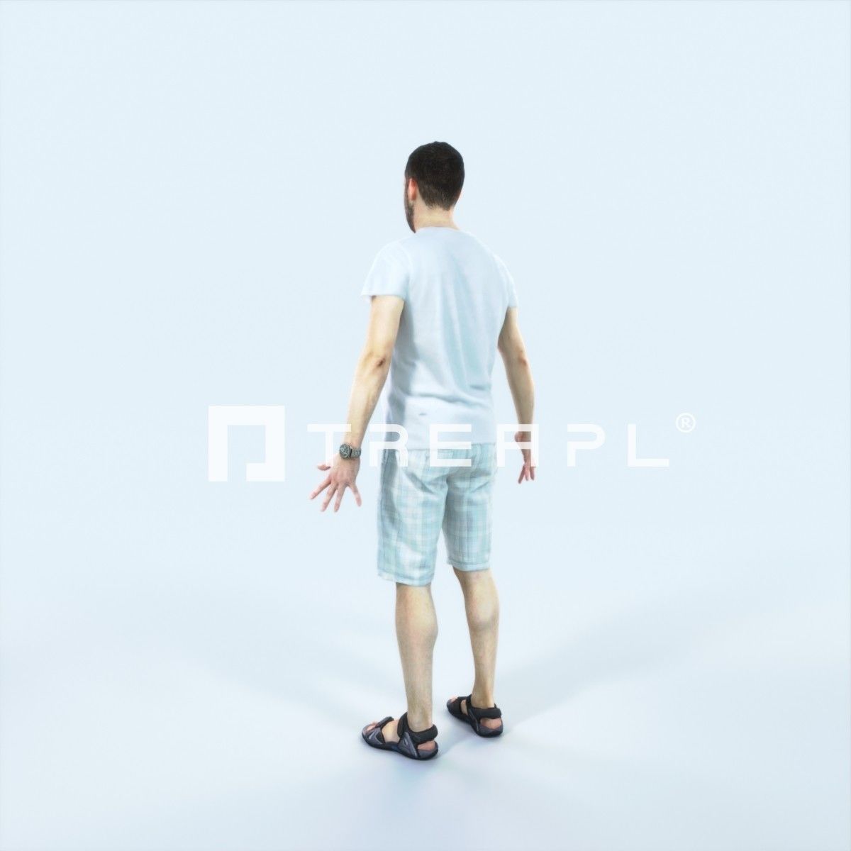 Portrait M Animated Rigged Summer Casual Man Low-poly 3D model_4