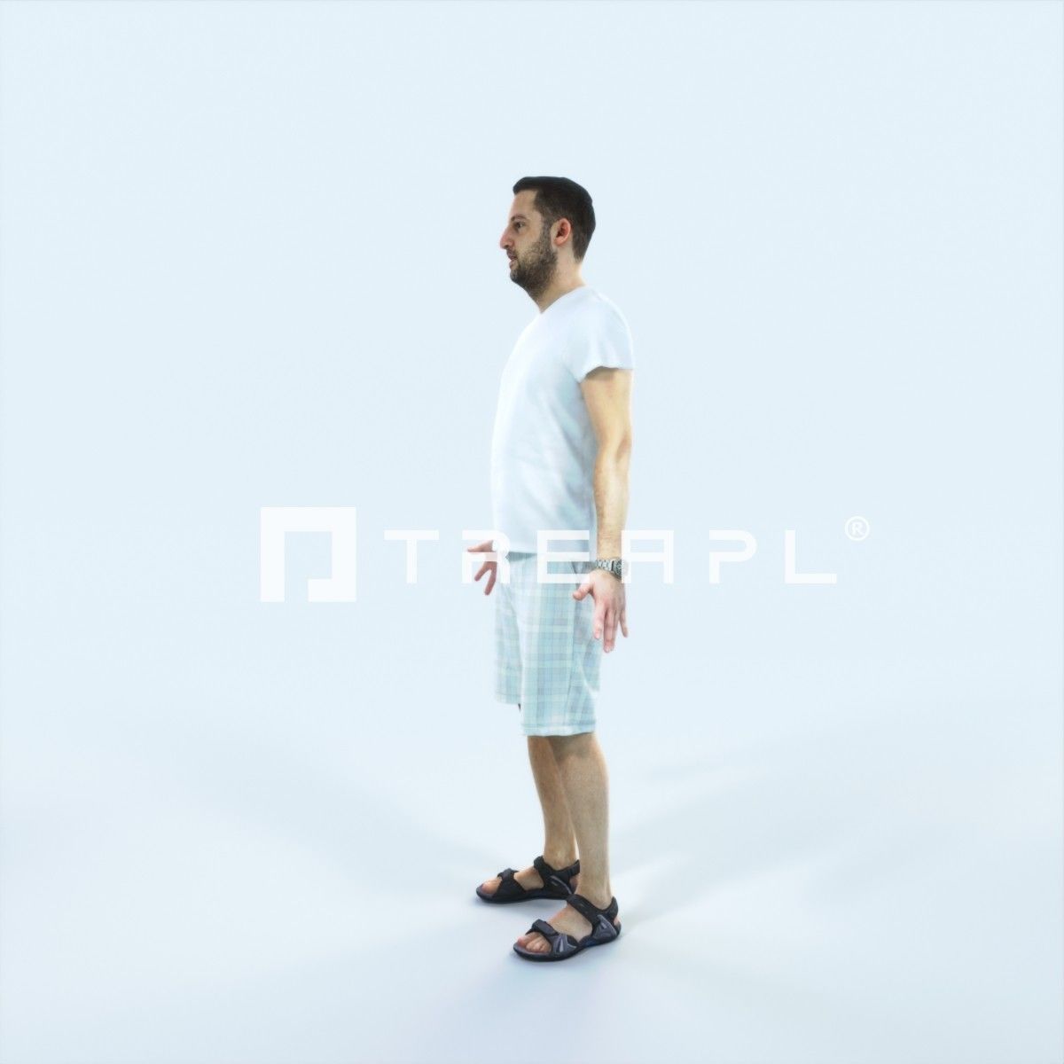 Portrait M Animated Rigged Summer Casual Man Low-poly 3D model_5