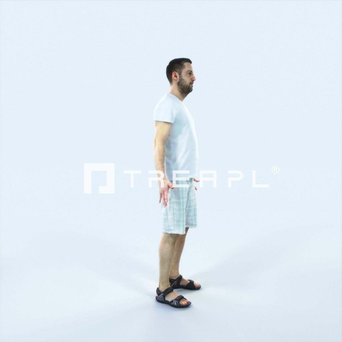 Portrait M Animated Rigged Summer Casual Man Low-poly 3D model_2