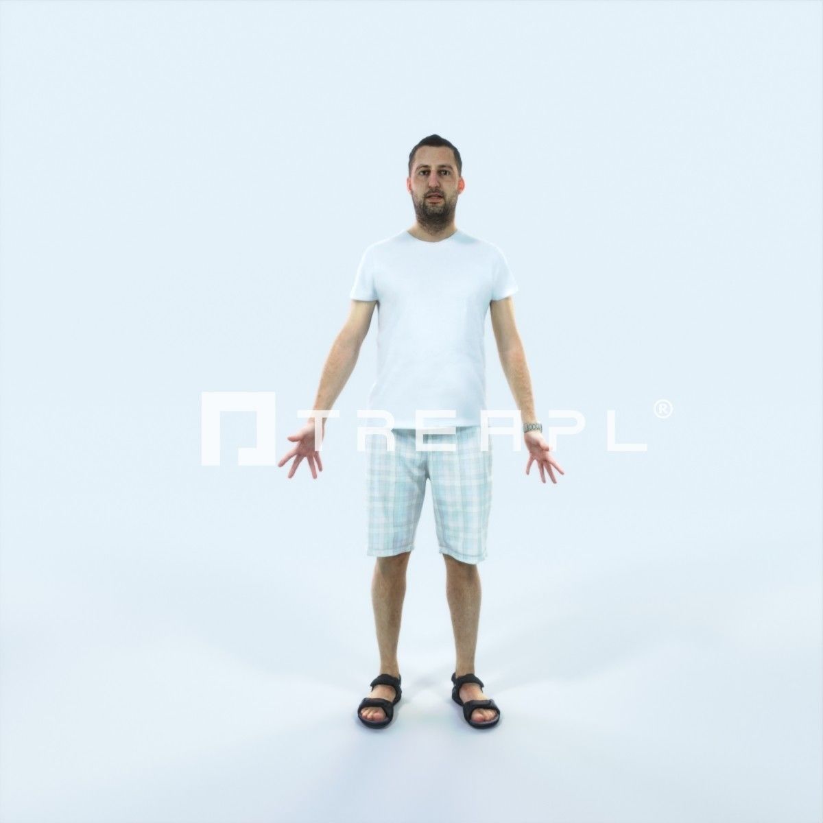 Portrait M Animated Rigged Summer Casual Man Low-poly 3D model_1