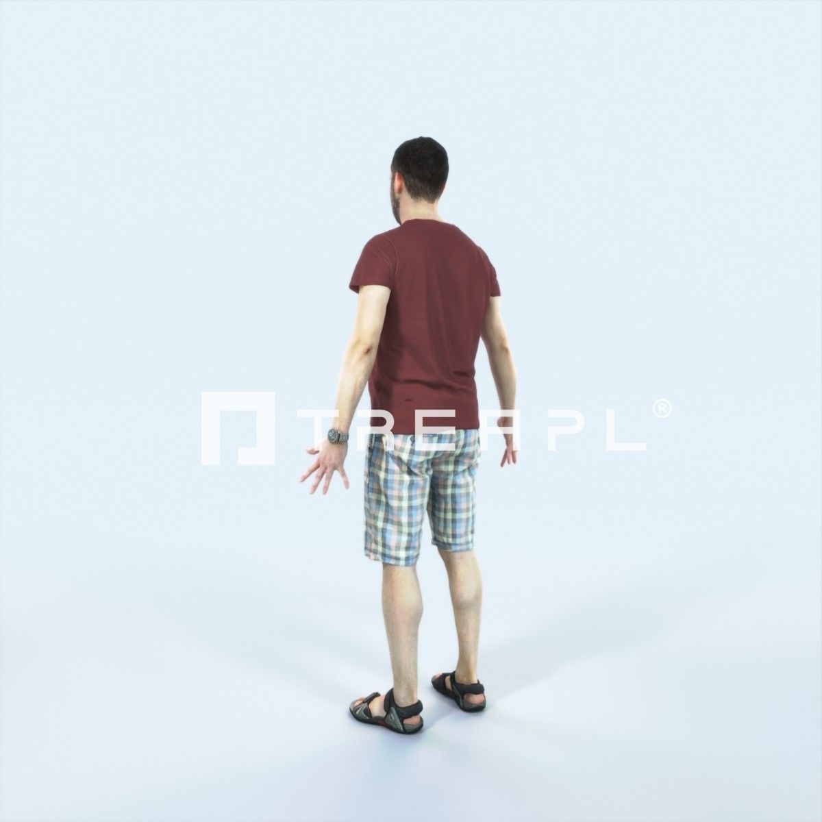 Portrait K Animated Rigged Summer Casual Man Low-poly 3D model_4