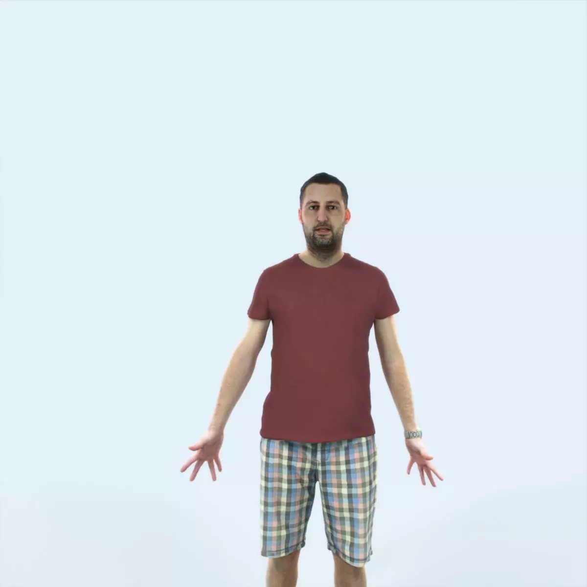 Portrait K Animated Rigged Summer Casual Man Low-poly 3D model_0