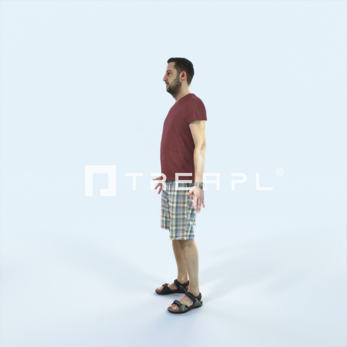 Portrait K Animated Rigged Summer Casual Man Low-poly 3D model_5