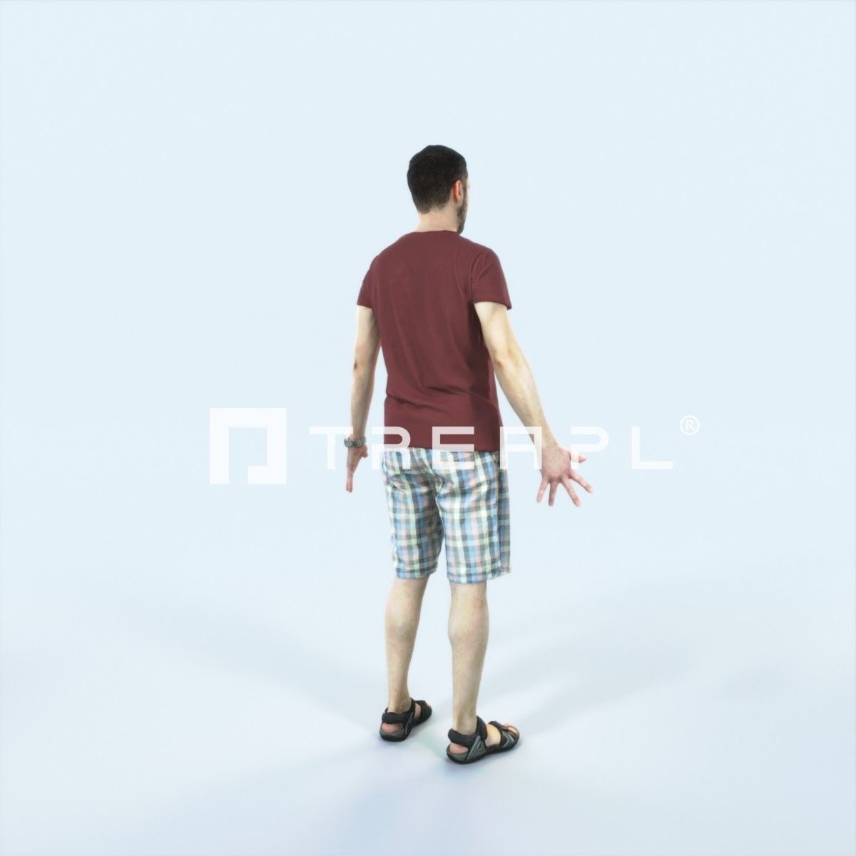 Portrait K Animated Rigged Summer Casual Man Low-poly 3D model_3
