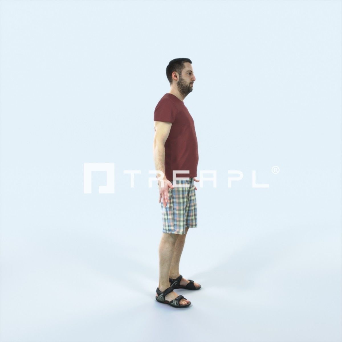 Portrait K Animated Rigged Summer Casual Man Low-poly 3D model_2