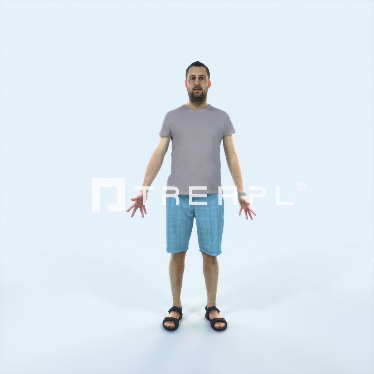 Portrait H Animated Rigged Summer Casual Man Low-poly 3D model_1