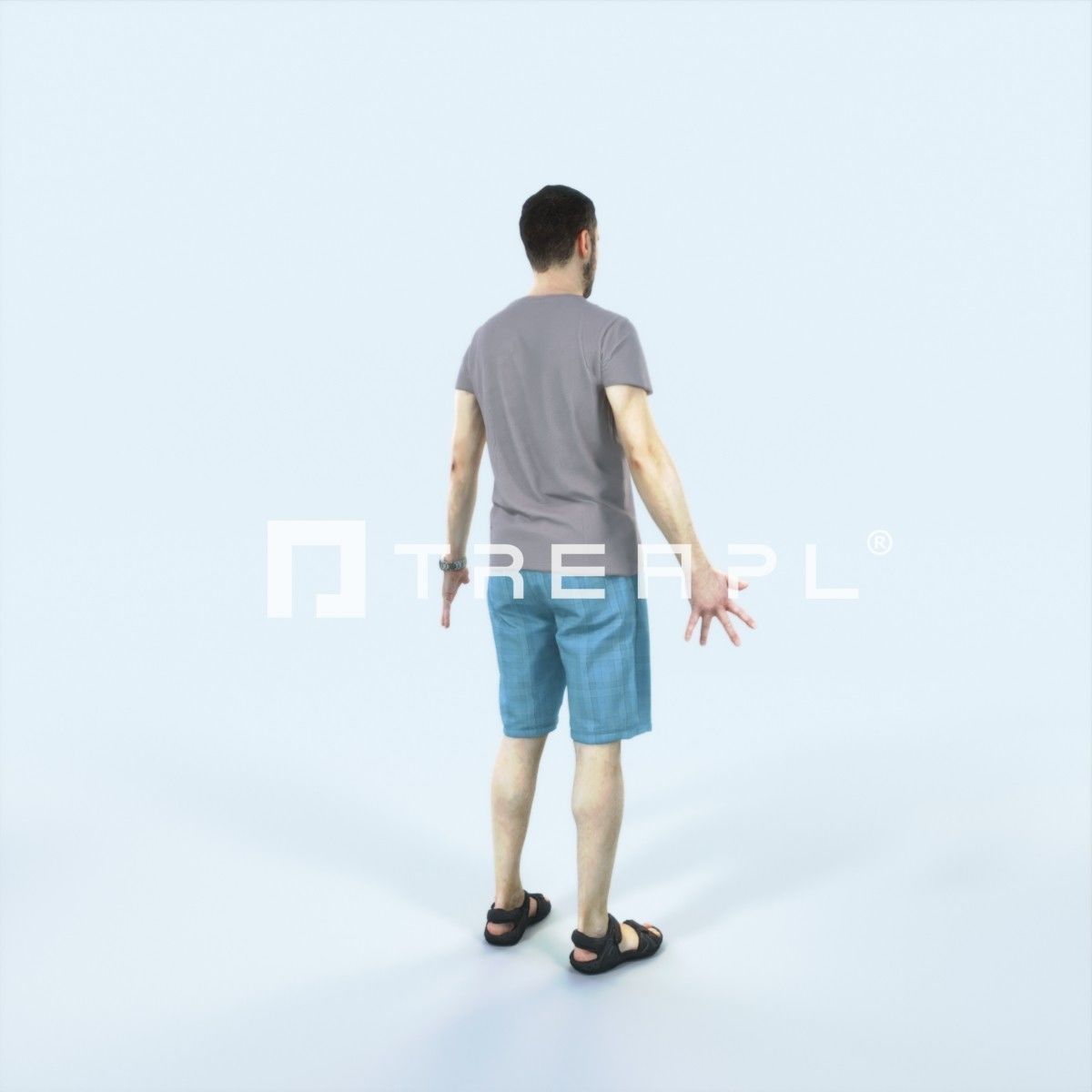 Portrait H Animated Rigged Summer Casual Man Low-poly 3D model_3
