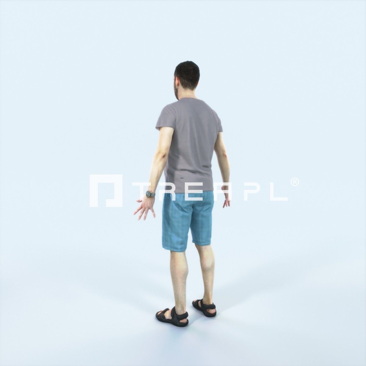 Portrait H Animated Rigged Summer Casual Man Low-poly 3D model_4