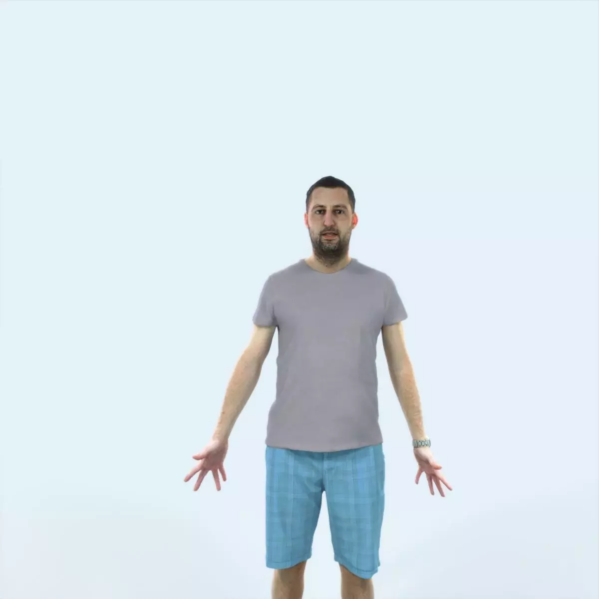 Portrait H Animated Rigged Summer Casual Man Low-poly 3D model_0