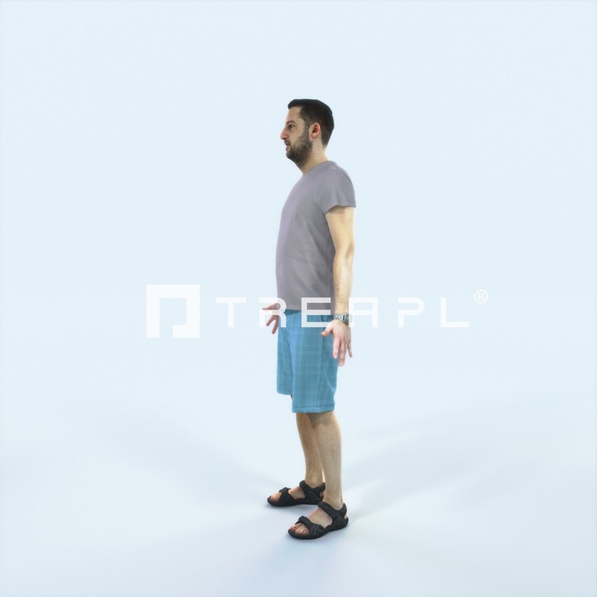 Portrait H Animated Rigged Summer Casual Man Low-poly 3D model_5