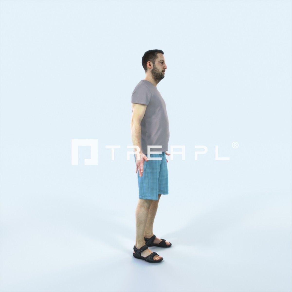 Portrait H Animated Rigged Summer Casual Man Low-poly 3D model_2