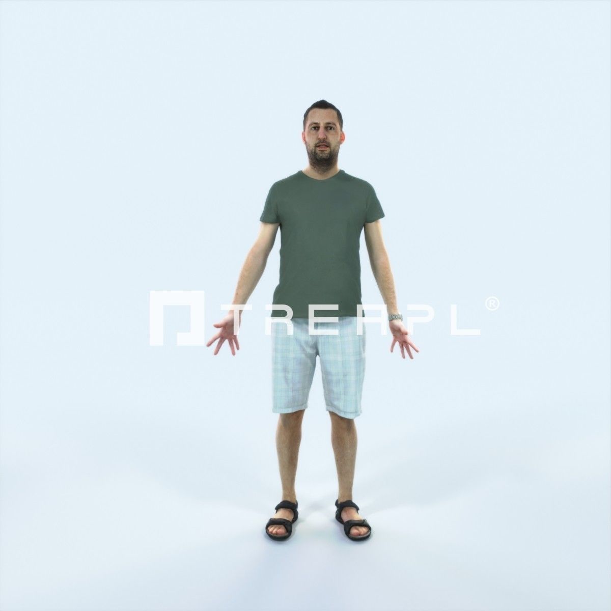 Portrait G Animated Rigged Summer Casual Man Low-poly 3D model_1