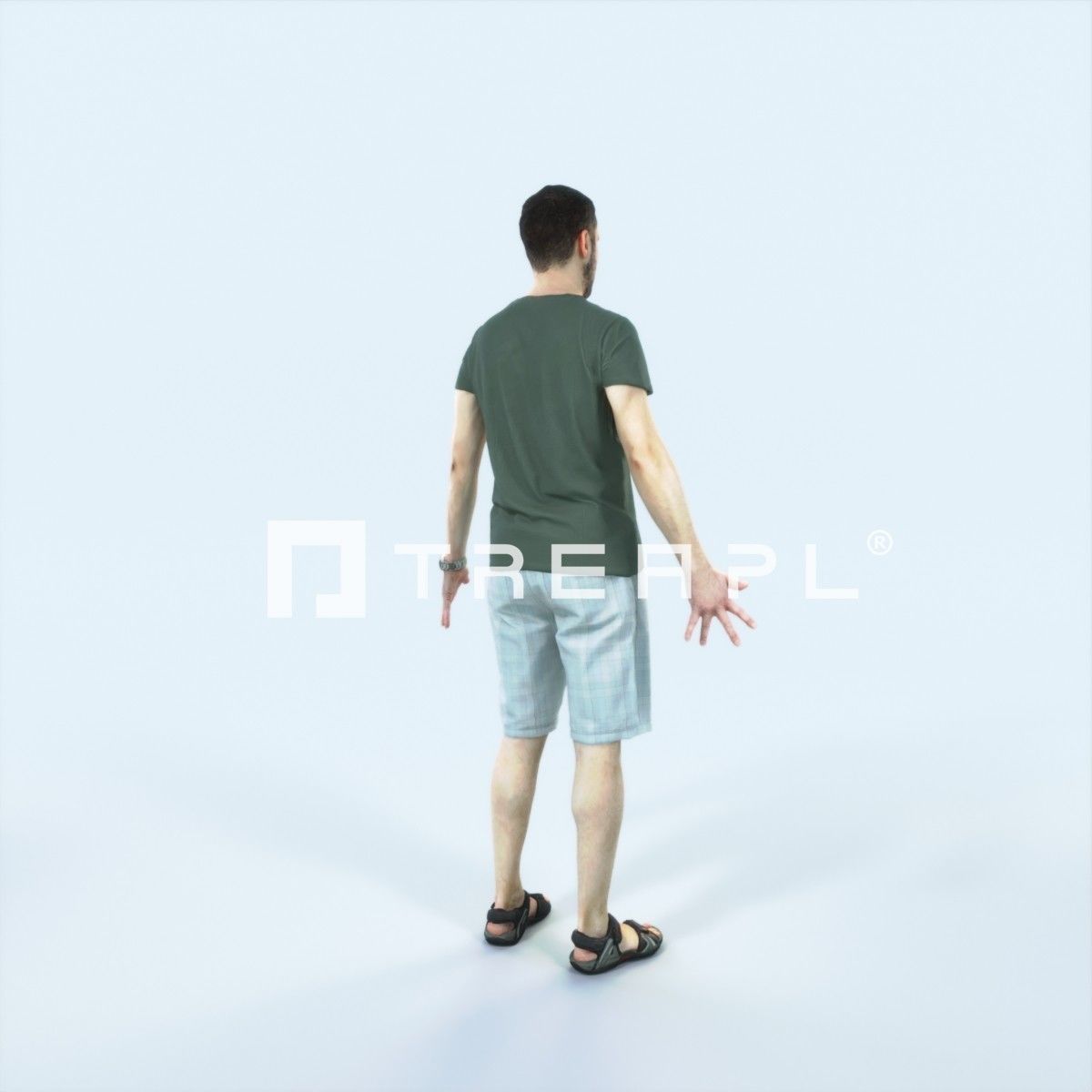 Portrait G Animated Rigged Summer Casual Man Low-poly 3D model_3
