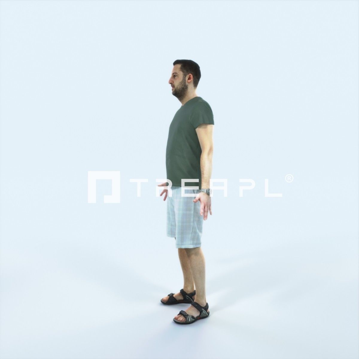 Portrait G Animated Rigged Summer Casual Man Low-poly 3D model_5
