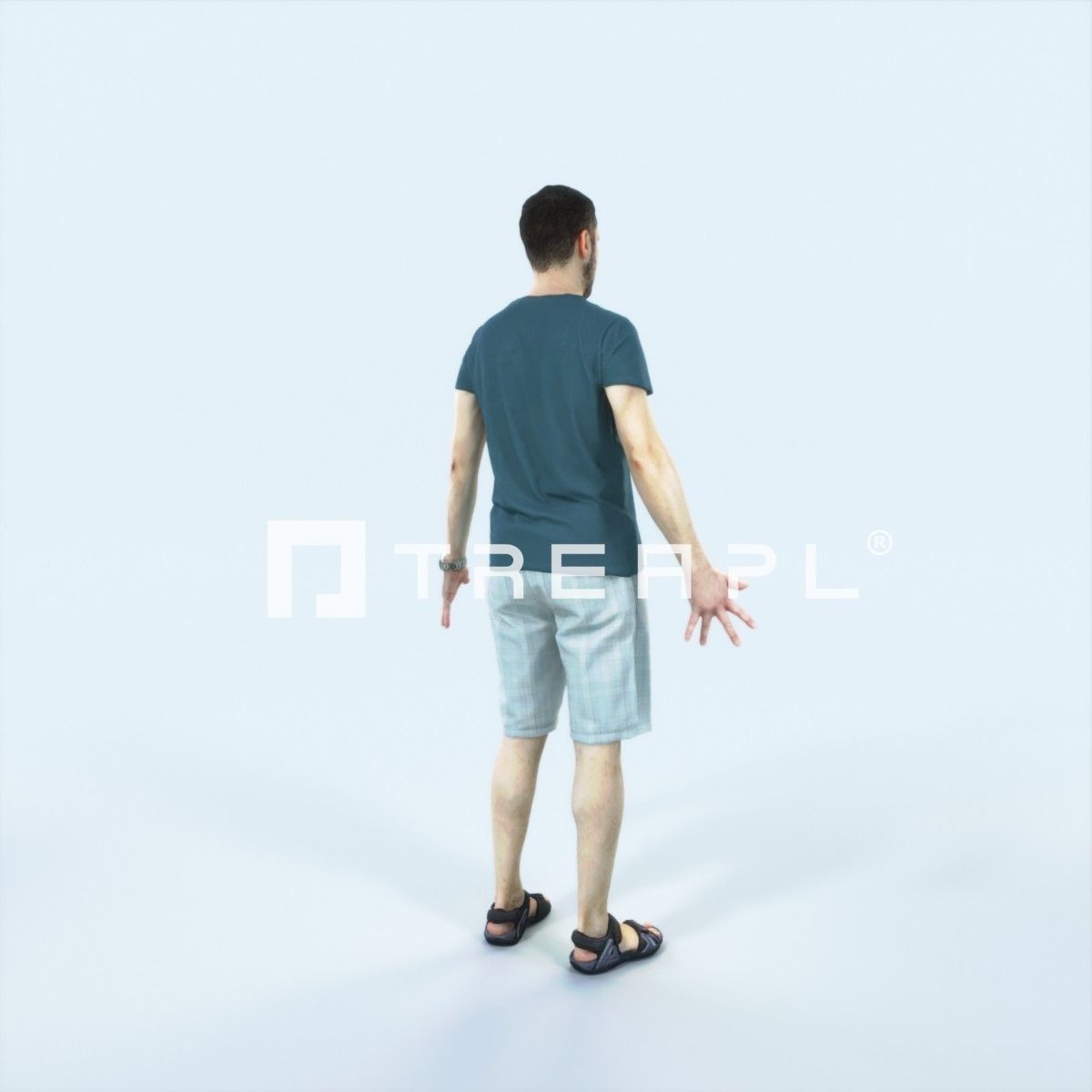Portrait D Animated Rigged Summer Casual Man Low-poly 3D model_3
