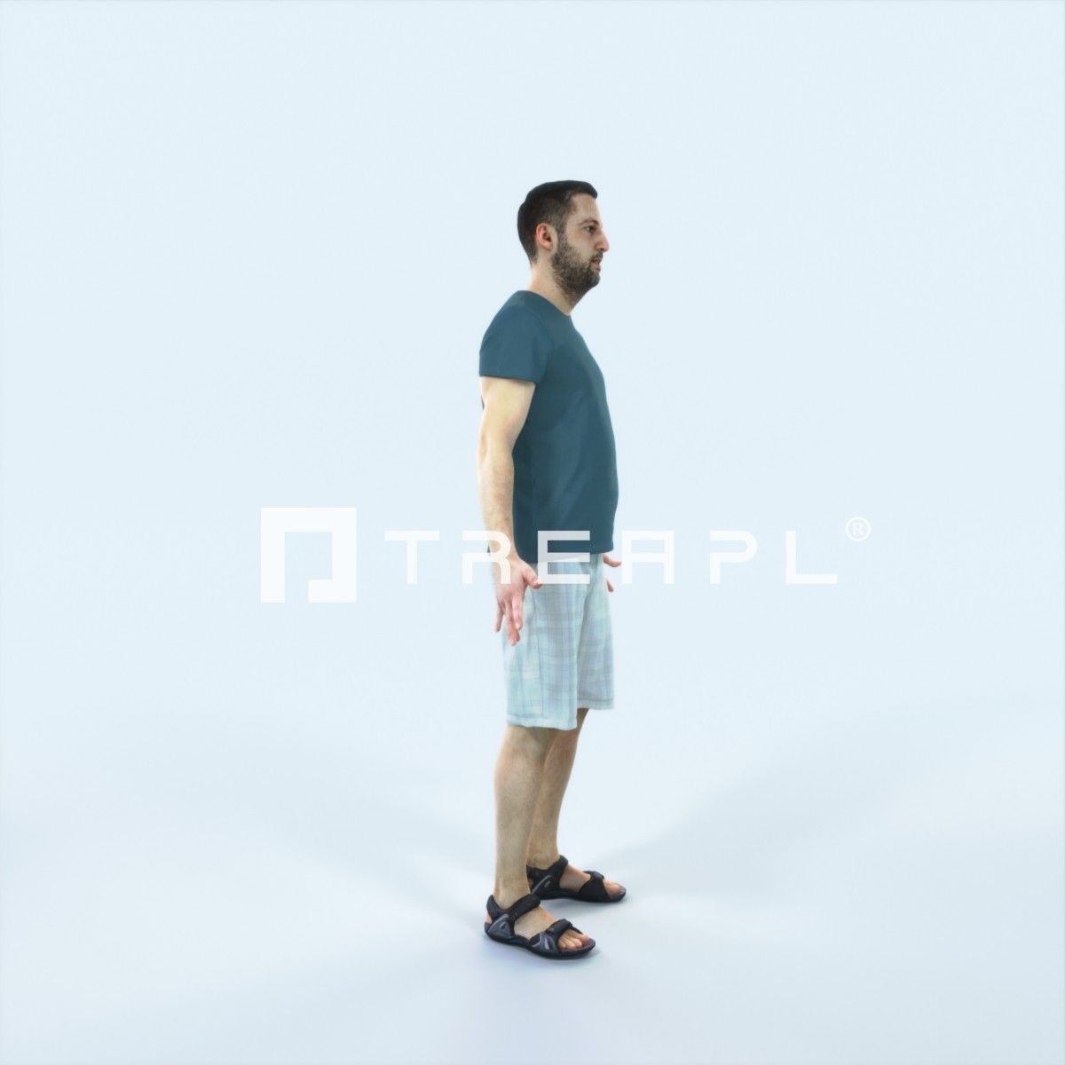 Portrait D Animated Rigged Summer Casual Man Low-poly 3D model_2