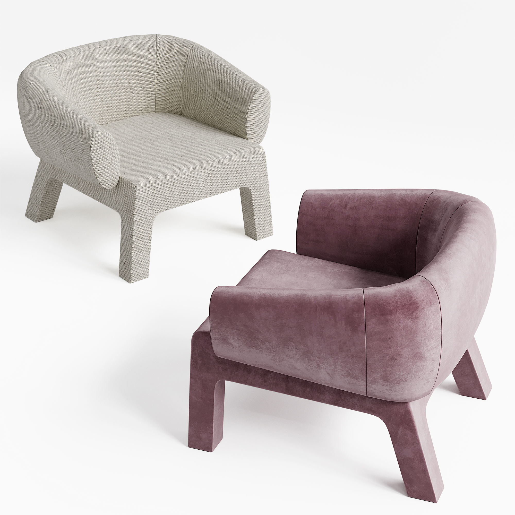 Armchair Lola Casamilano Low-poly 3D model_2