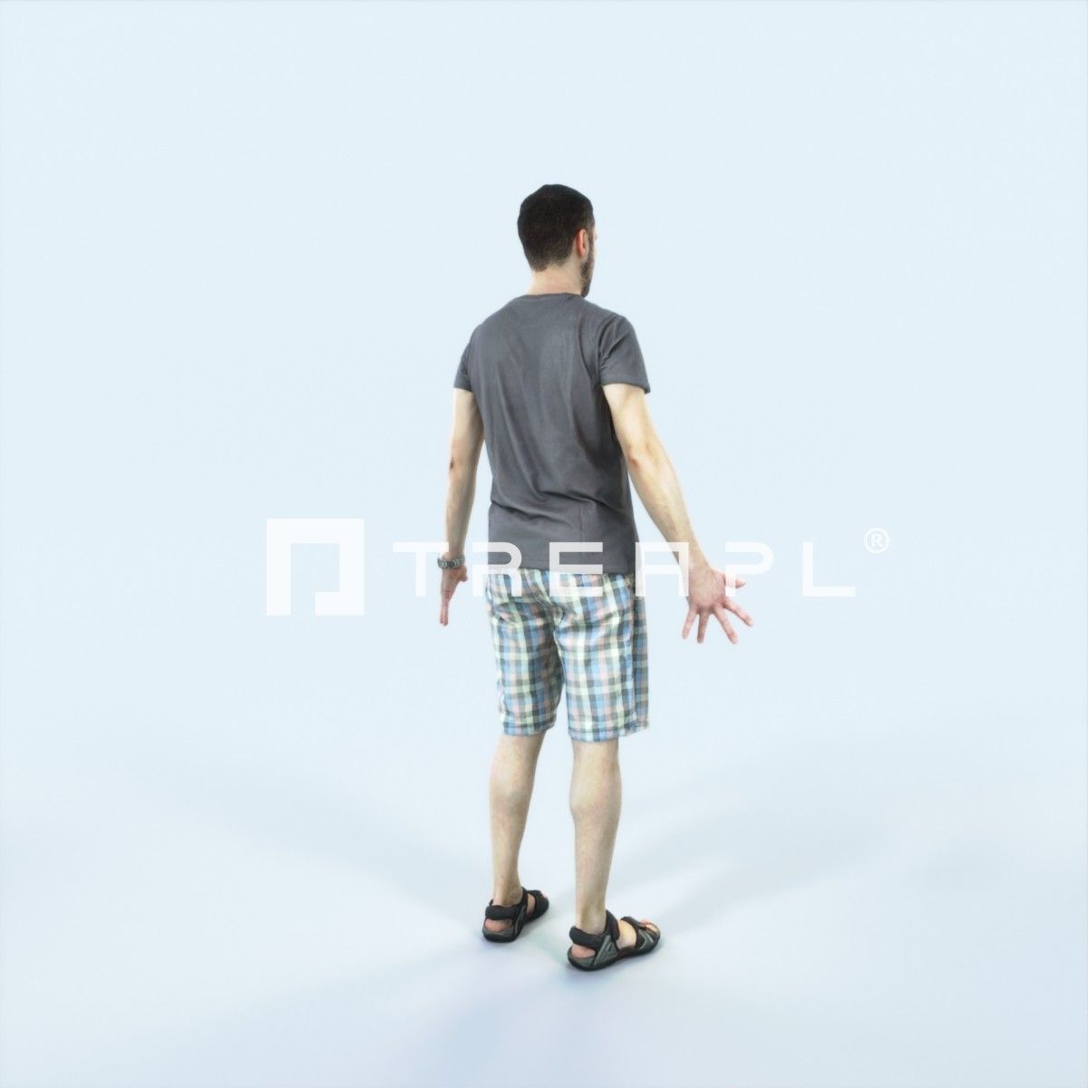Portrait A Animated Rigged Summer Casual Man Low-poly 3D model_3