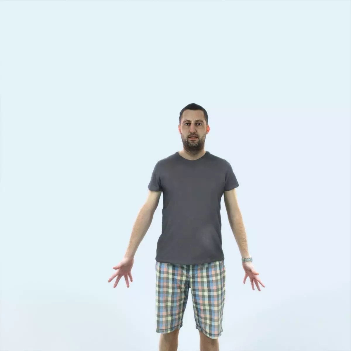 Portrait A Animated Rigged Summer Casual Man Low-poly 3D model_0