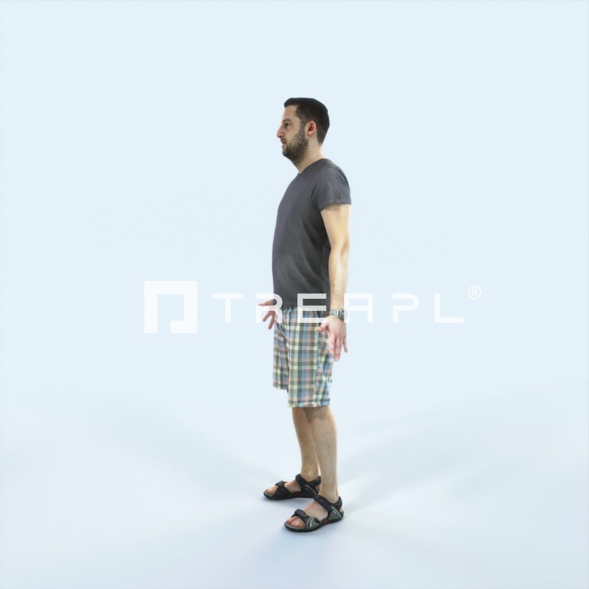 Portrait A Animated Rigged Summer Casual Man Low-poly 3D model_5