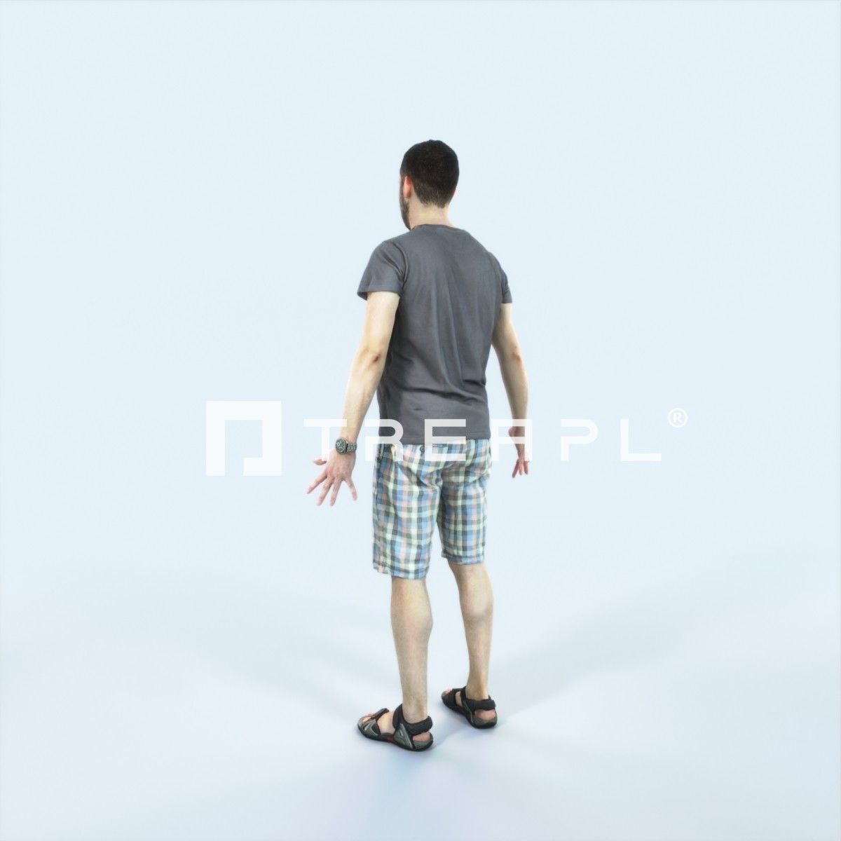 Portrait A Animated Rigged Summer Casual Man Low-poly 3D model_4