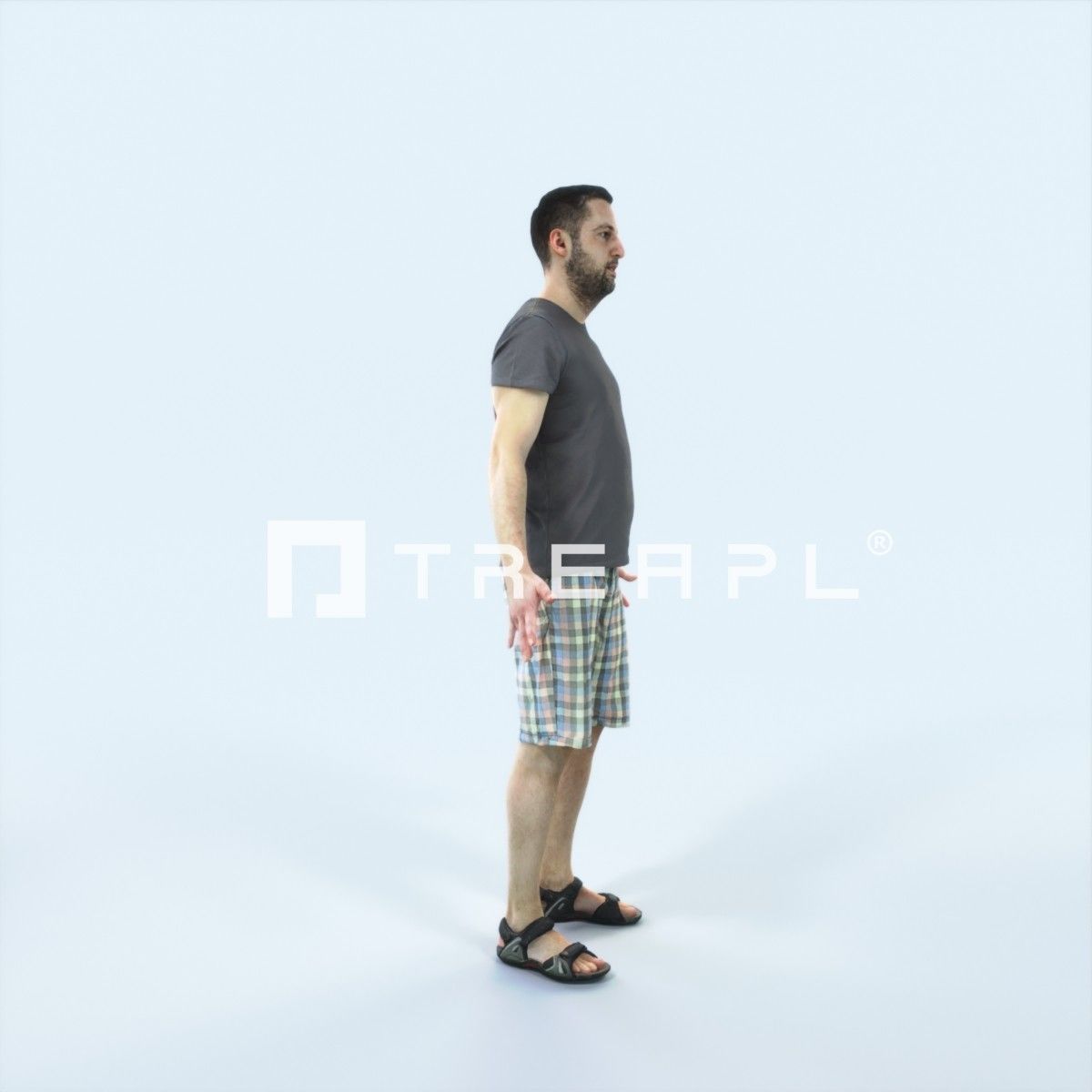 Portrait A Animated Rigged Summer Casual Man Low-poly 3D model_2