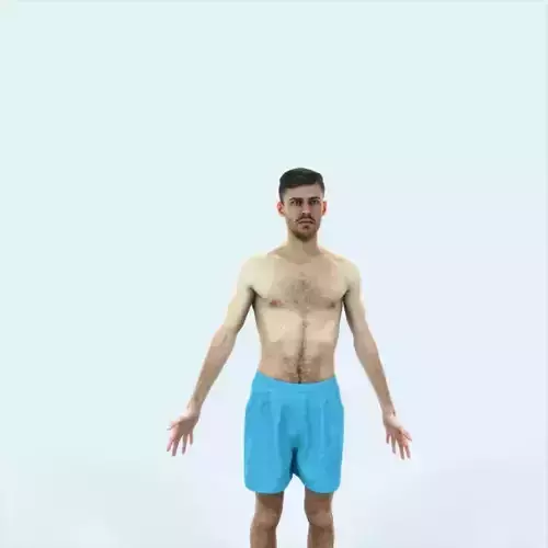 Posture K Beach Animated Rigged Sports Man